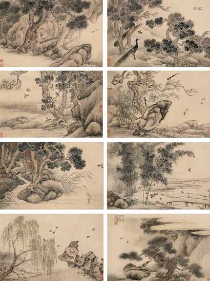 李育 1880年作 花鸟 册页（八开）